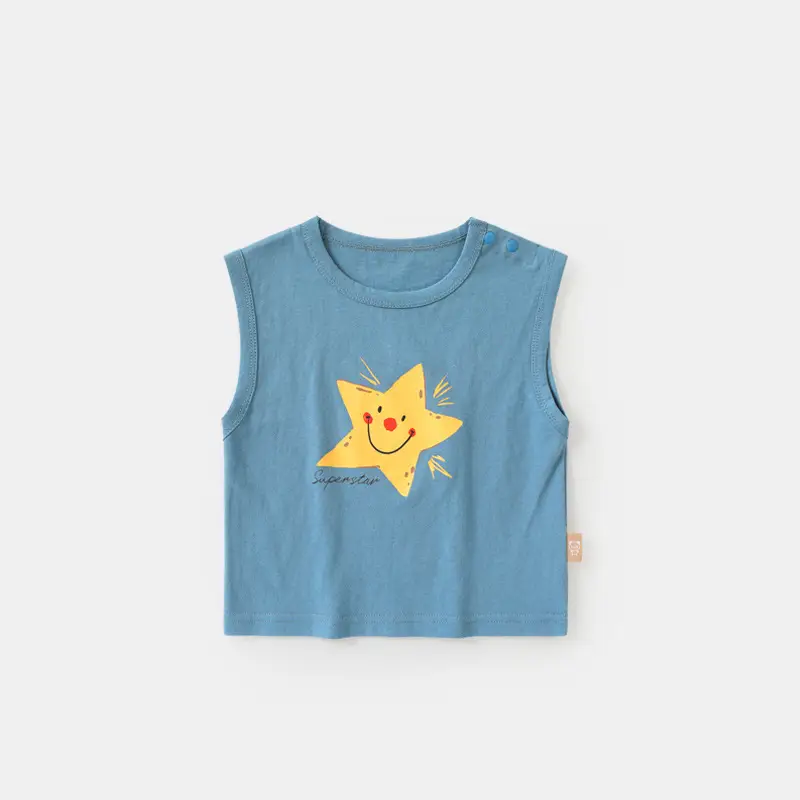 Baby Sleeveless T-Shirt Blue Cutepanda Print