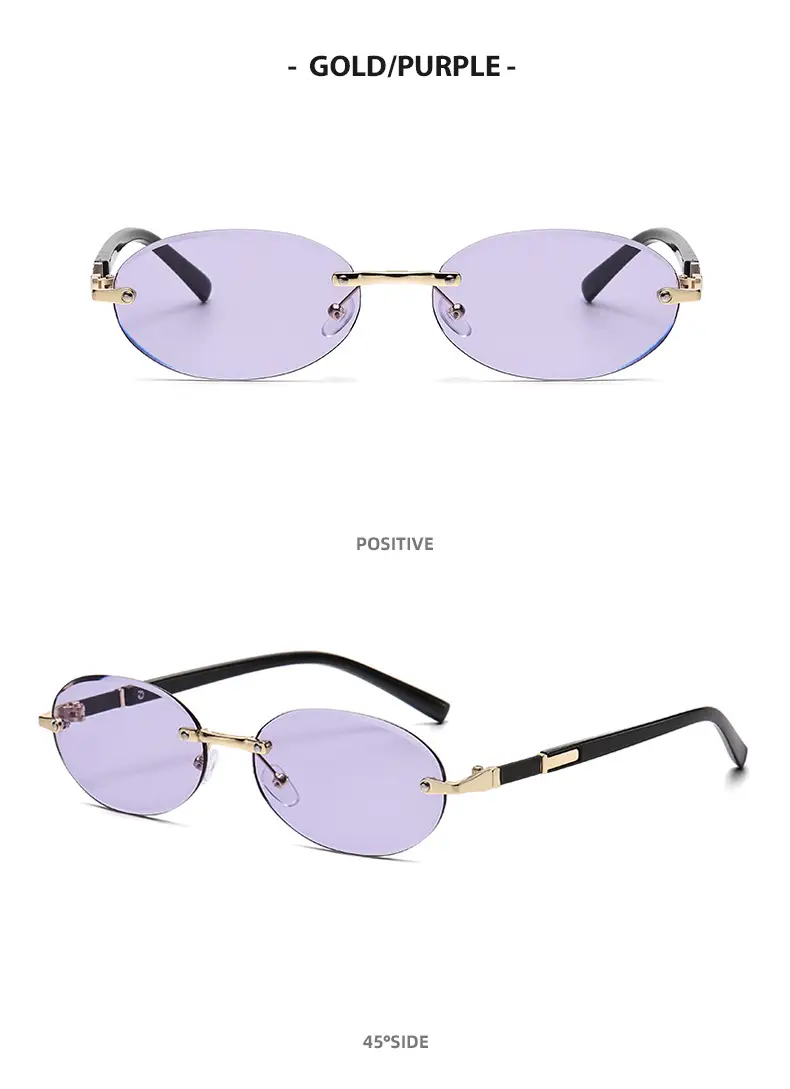 Cut Edge Oval Sunglasses Purple Gold Frame 2024 — feature 12