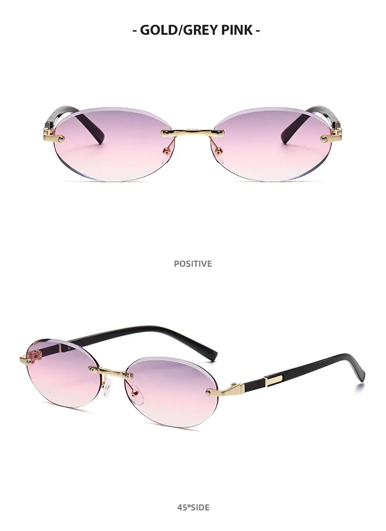 Cut Edge Oval Sunglasses Purple Gold Frame 2024 — feature 14