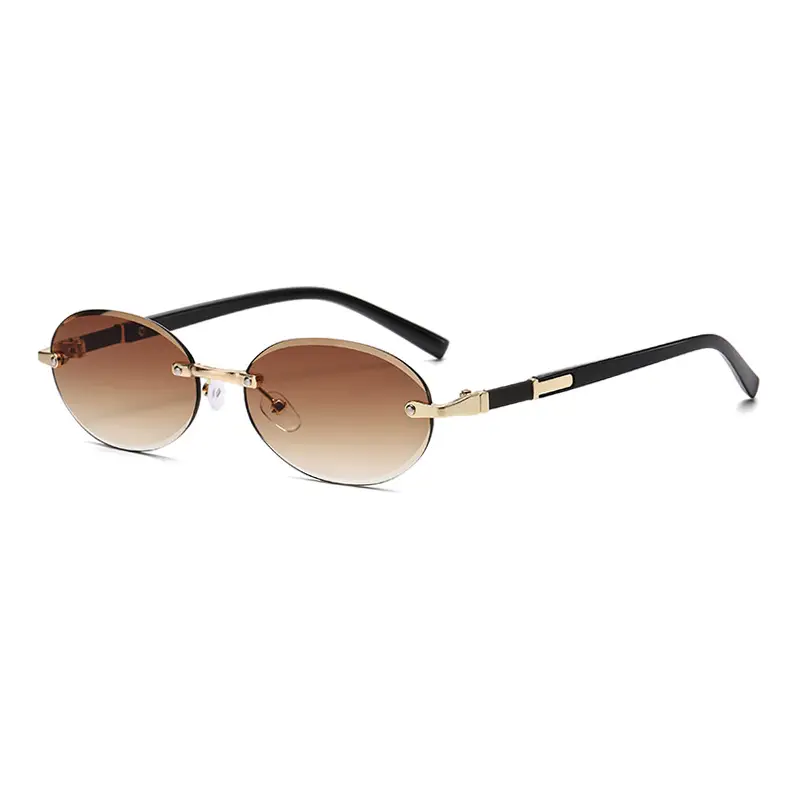 Cut Edge Oval Sunglasses Purple Gold Frame 2024 - Image 2