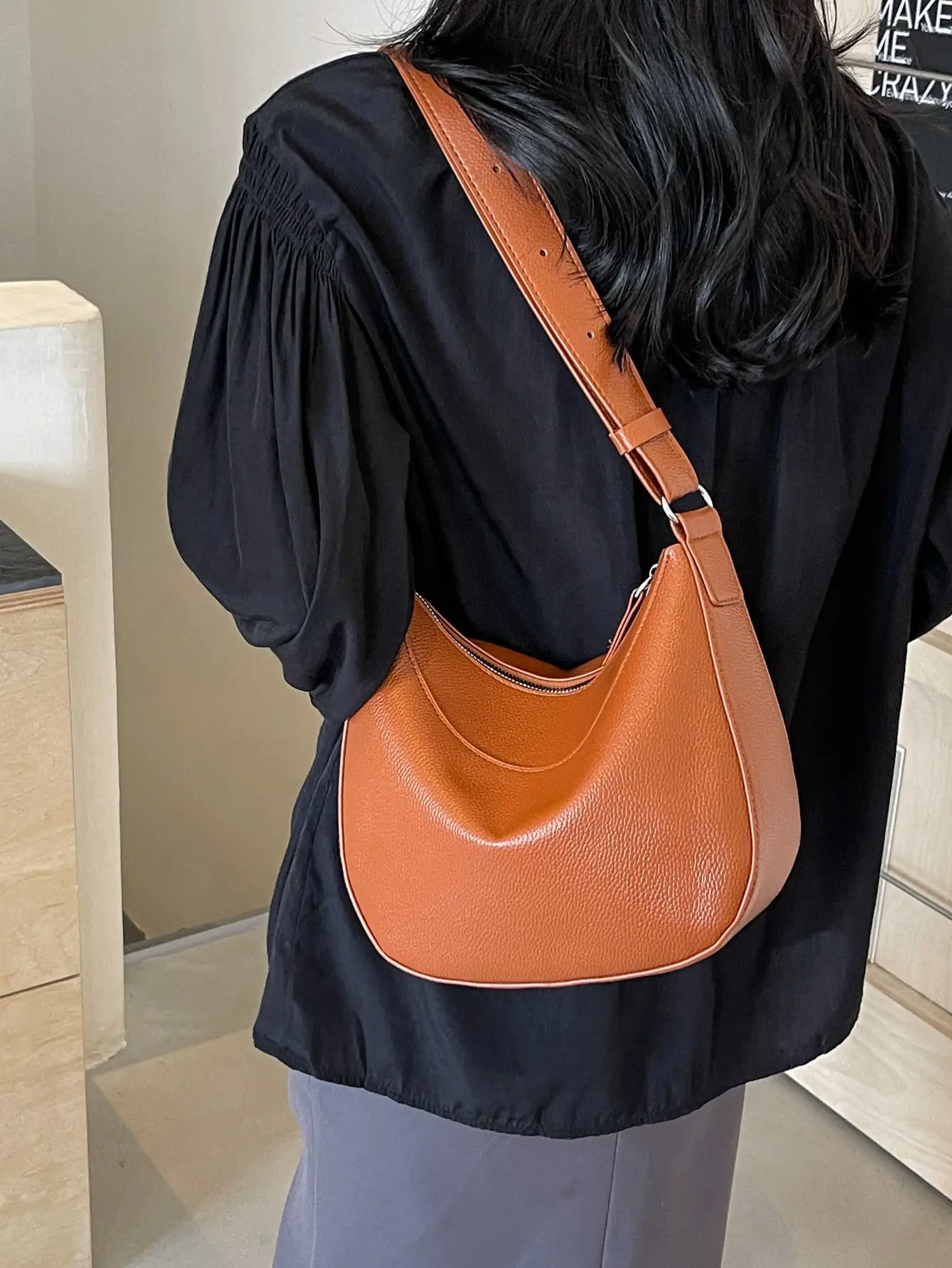 Women's Trendy Crossbody Bag Pure Leather Tan 2024 - Image 8