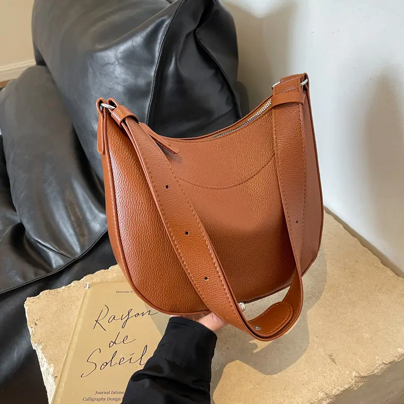 Women's Trendy Crossbody Bag Pure Leather Tan 2024 - Image 4