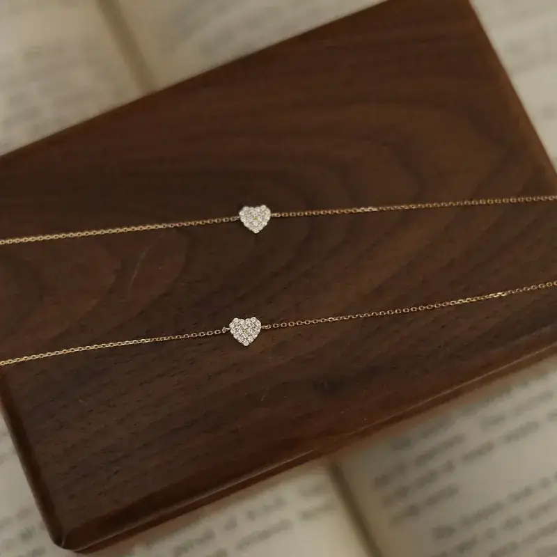 925 Silver Plated Zircon Heart Adjustable Bracelet