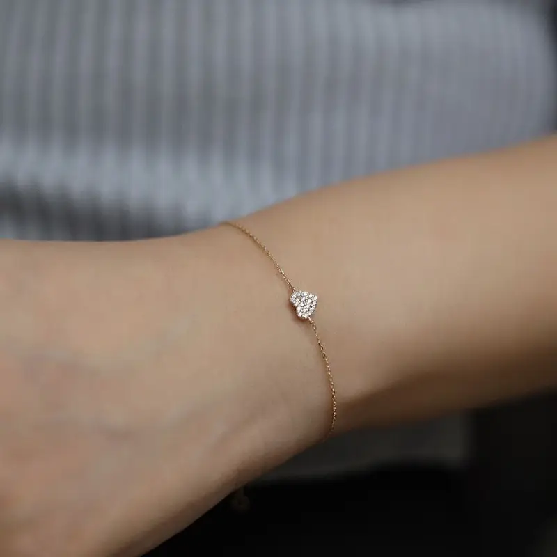 925 Silver Plated Zircon Heart Adjustable Bracelet — feature 5