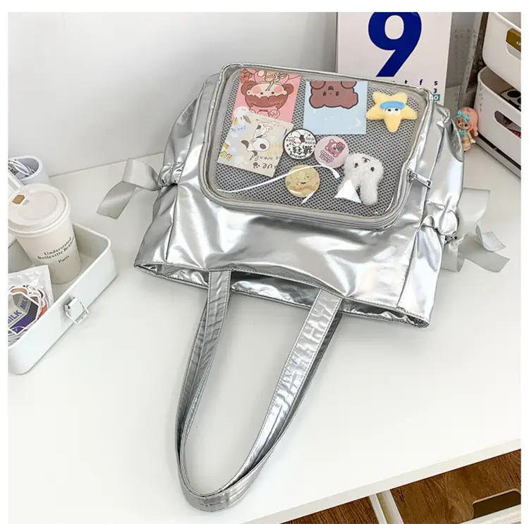 Japanese Ballet Style Puffy Tote Bag for Girls Black — feature 43