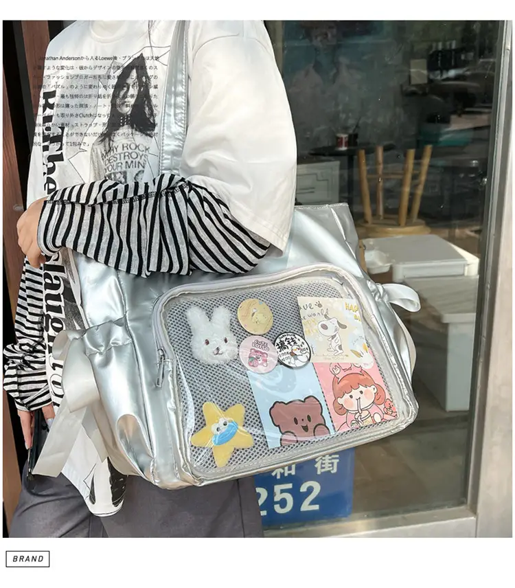 Japanese Ballet Style Puffy Tote Bag for Girls Black — feature 5