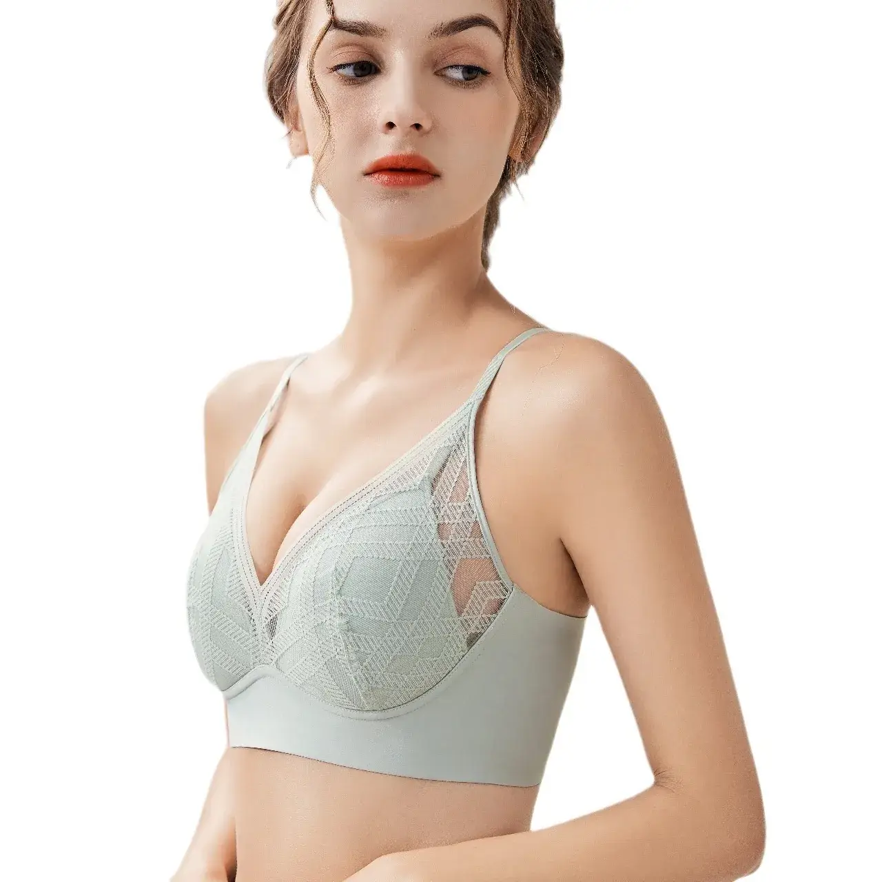 Summer Lace Triangle Cup Bra Large Chest No Trace - Image 9