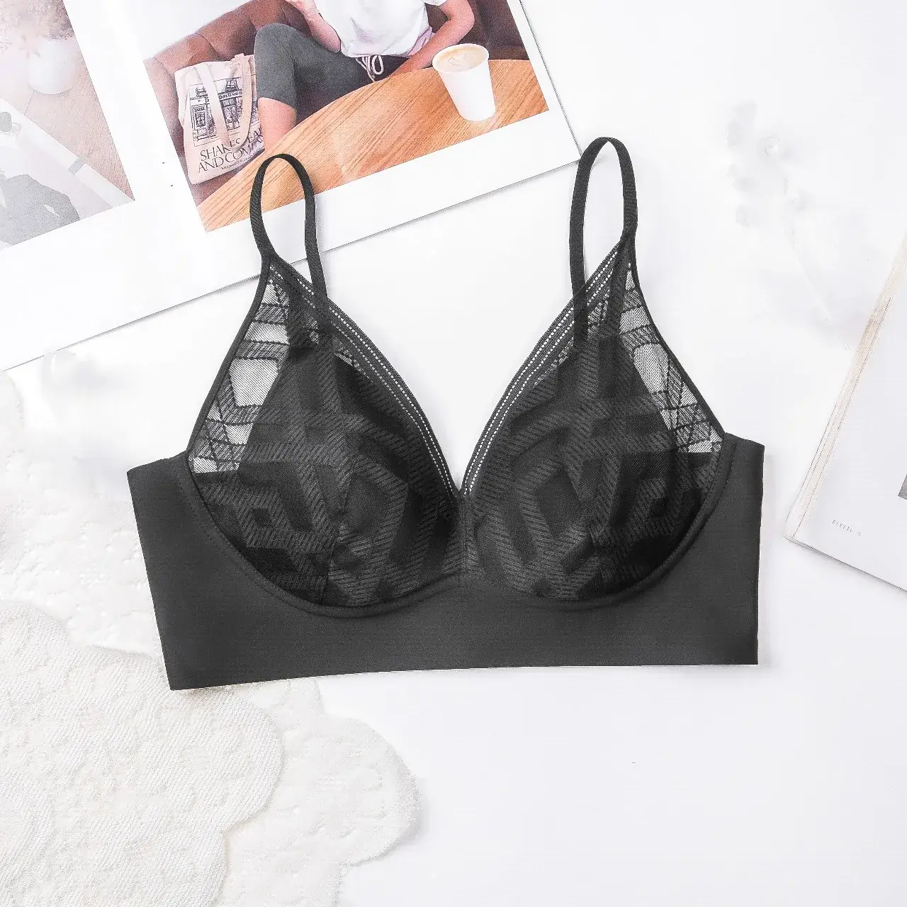 Summer Lace Triangle Cup Bra Large Chest No Trace - Image 4