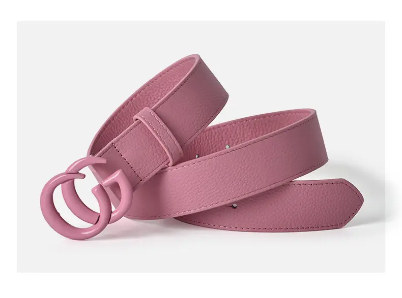 American Style Black Leather Belt with G- Buckle — feature 10