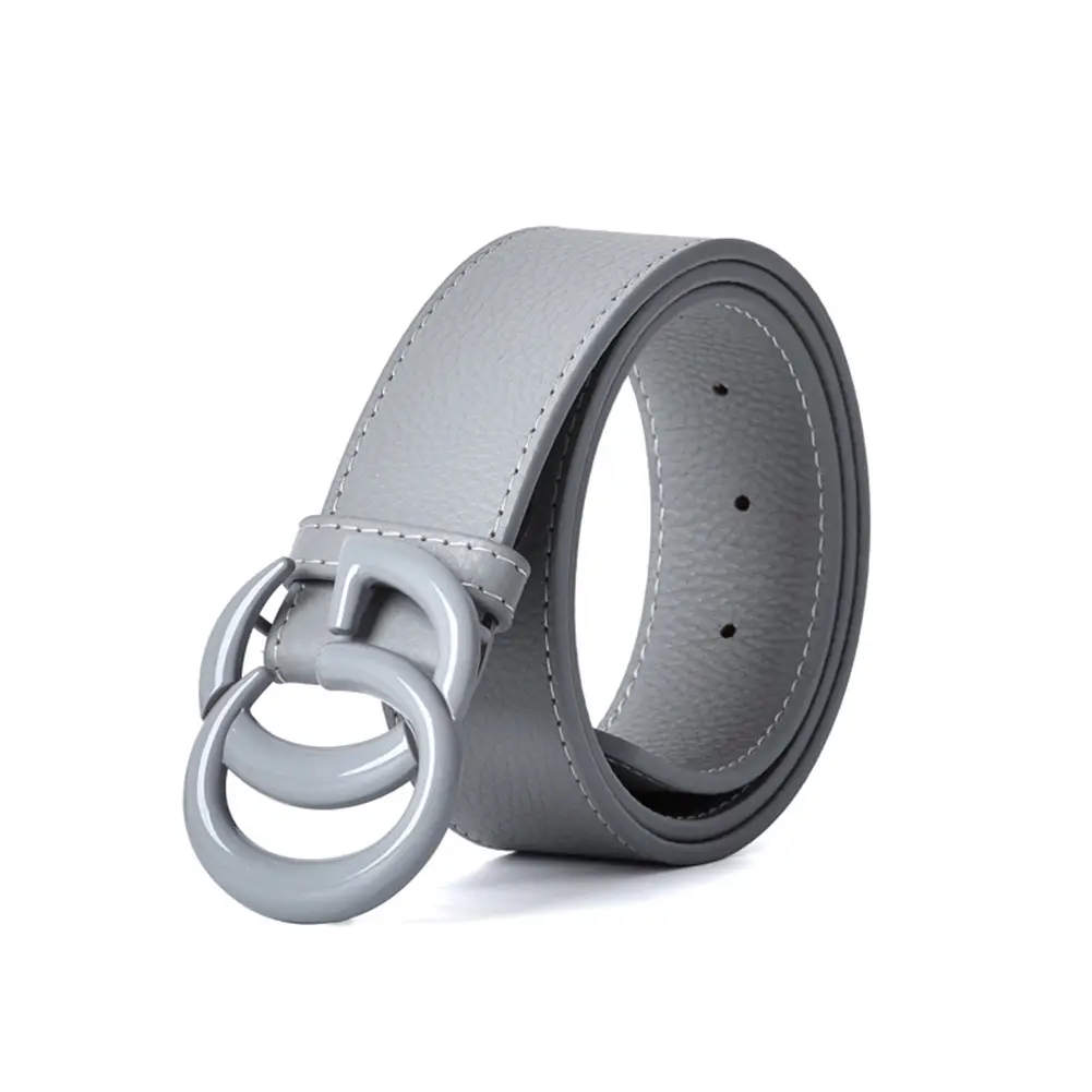 American Style Black Leather Belt with G- Buckle - Image 2