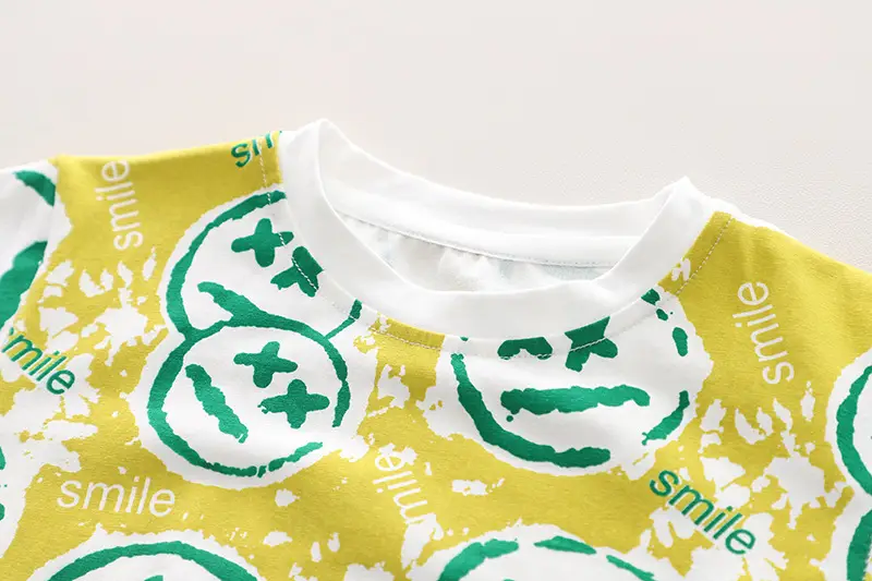 Boys 2Pc Printed T-Shirt Shorts Set Yellow Green Summer Wear — feature 6