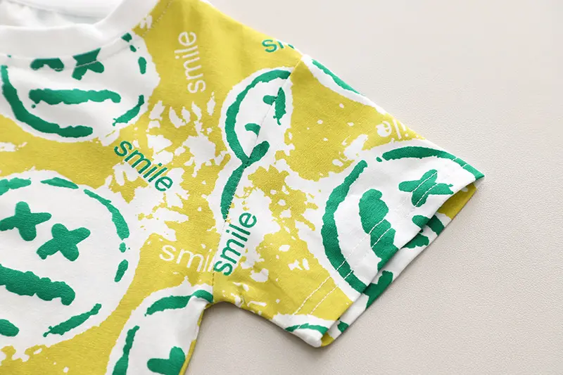 Boys 2Pc Printed T-Shirt Shorts Set Yellow Green Summer Wear — feature 7