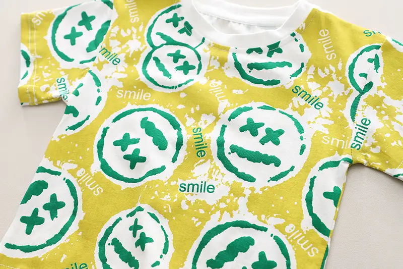 Boys 2Pc Printed T-Shirt Shorts Set Yellow Green Summer Wear — feature 8