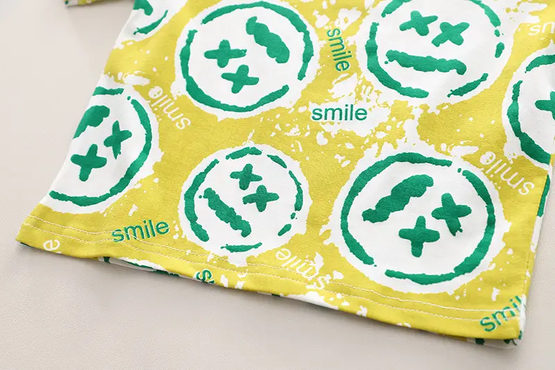 Boys 2Pc Printed T-Shirt Shorts Set Yellow Green Summer Wear — feature 9