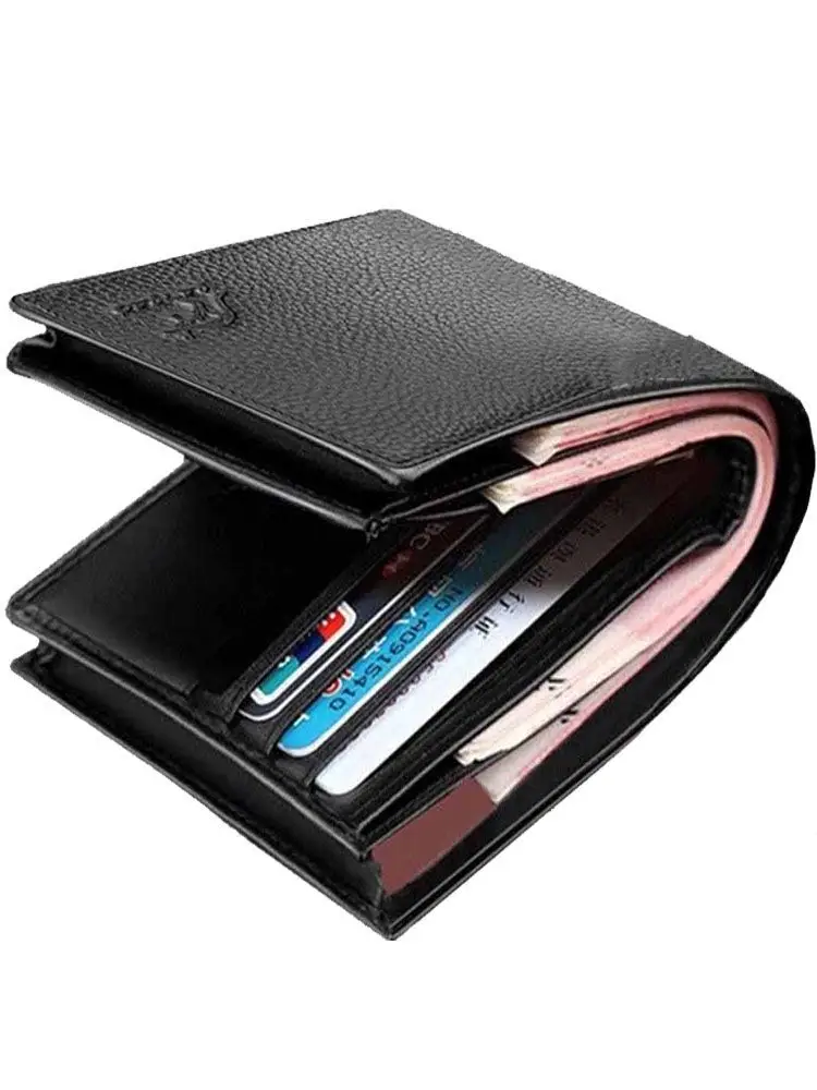 Kangaroo Domain Genuine Leather Wallet Cowhide Wallet Men's Short Cowhide Wallet with Zipper Trendy Driver's License Card Bag