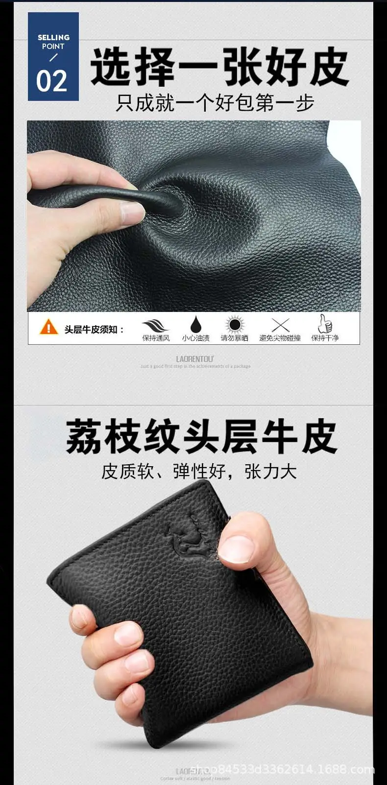 Kangaroo Domain Genuine Leather Wallet Cowhide Wallet Men's Short Cowhide Wallet with Zipper Trendy Driver's License Card Bag — feature 13