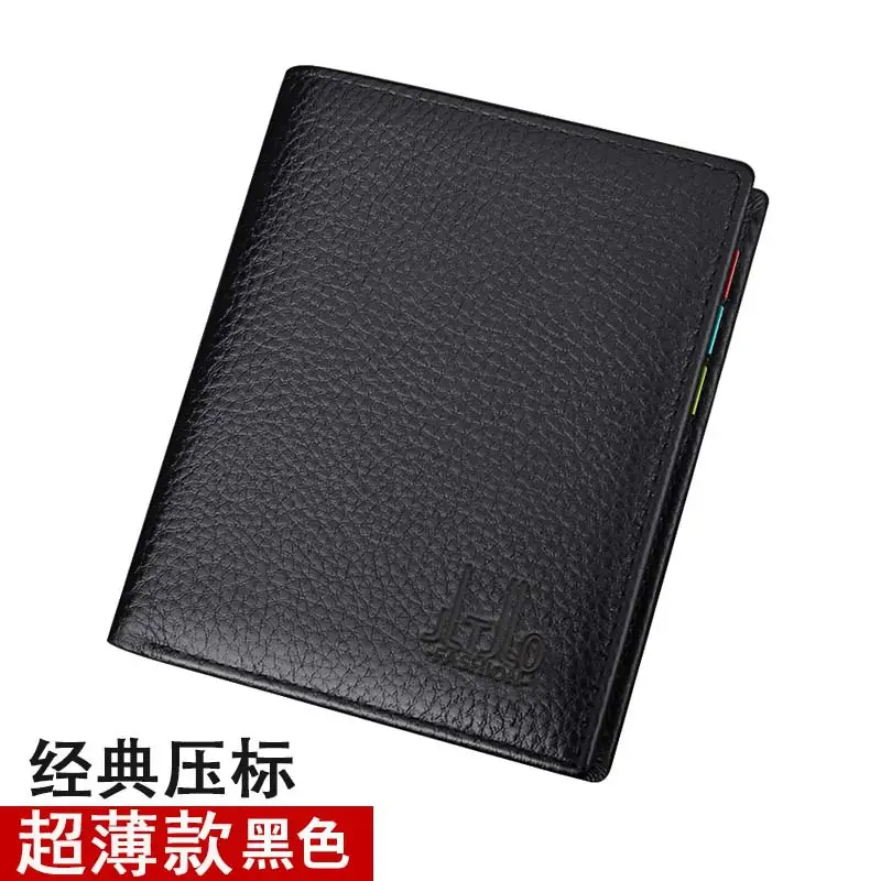 Kangaroo Domain Genuine Leather Wallet Cowhide Wallet Men's Short Cowhide Wallet with Zipper Trendy Driver's License Card Bag