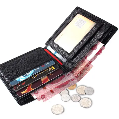 Kangaroo Domain Genuine Leather Wallet Cowhide Wallet Men's Short Cowhide Wallet with Zipper Trendy Driver's License Card Bag