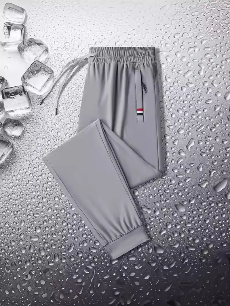 Men's Ice Silk Summer Pants Grey Quick Dry - Image 9
