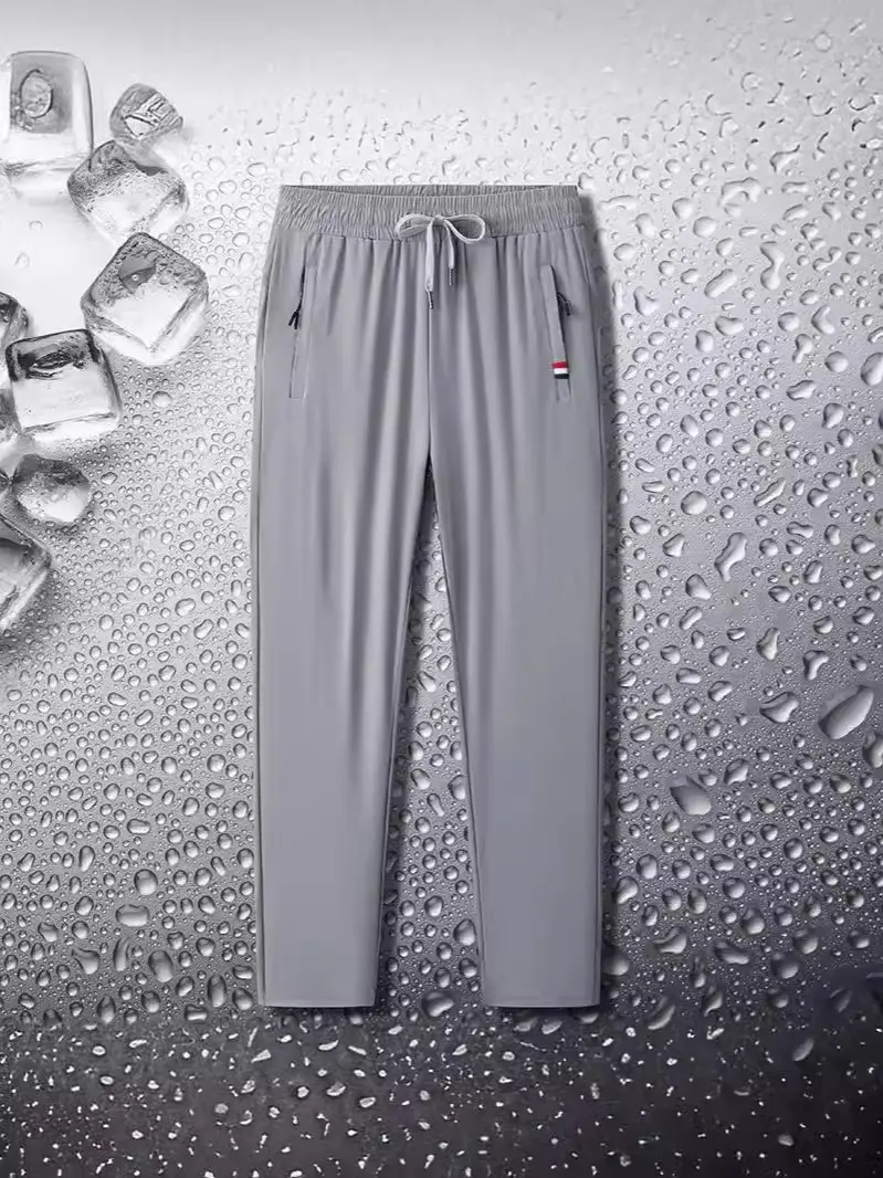 Men's Ice Silk Summer Pants Grey Quick Dry - Image 12