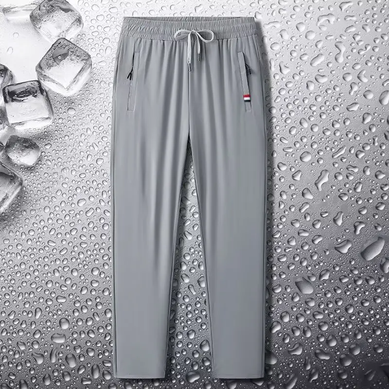 Men's Ice Silk Summer Pants Grey Quick Dry - Image 2