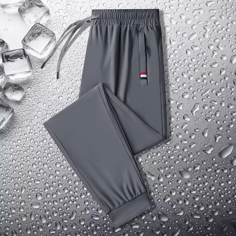Men's Ice Silk Summer Pants Grey Quick Dry - Image 4