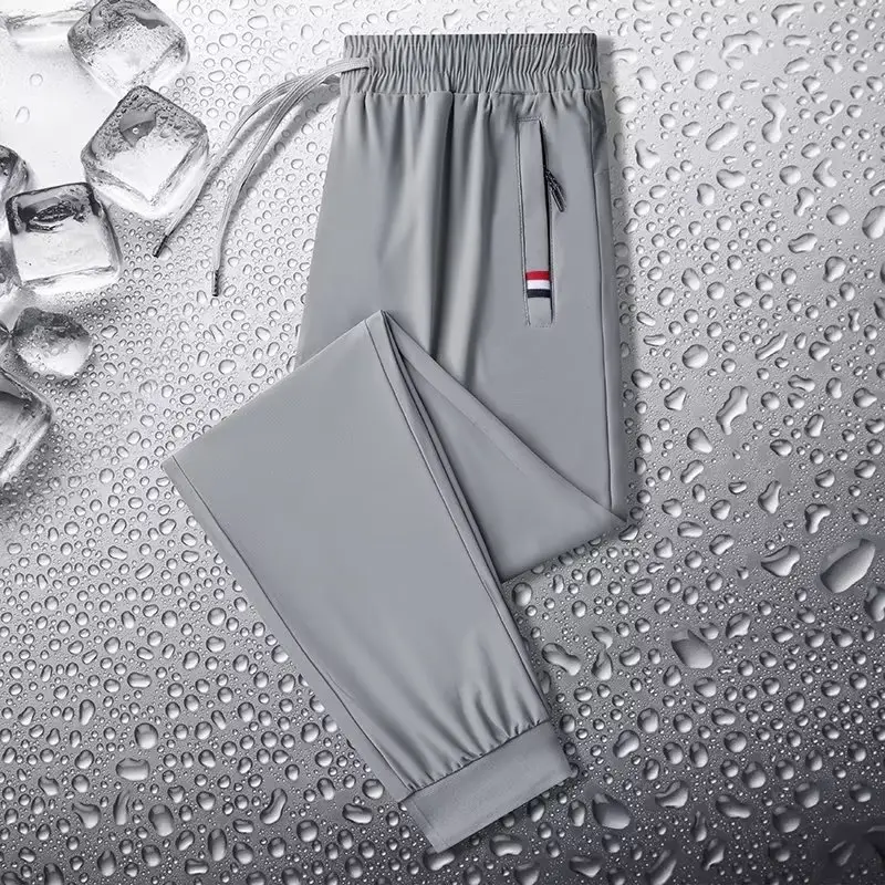 Men's Ice Silk Summer Pants Grey Quick Dry - Image 5