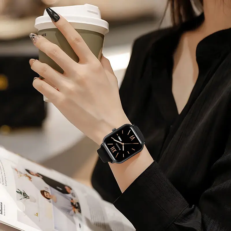Korean Style Silicone Strap Women's Quartz Watch Black Dial - Image 7