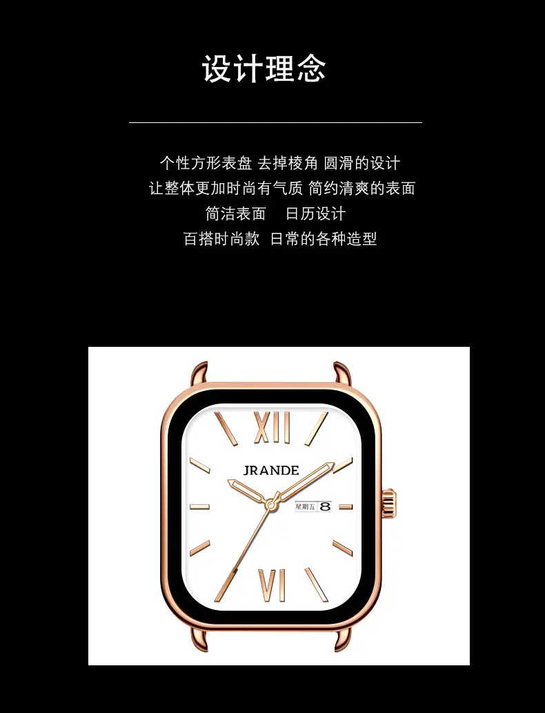 Korean Style Silicone Strap Women's Quartz Watch Black Dial — feature 5