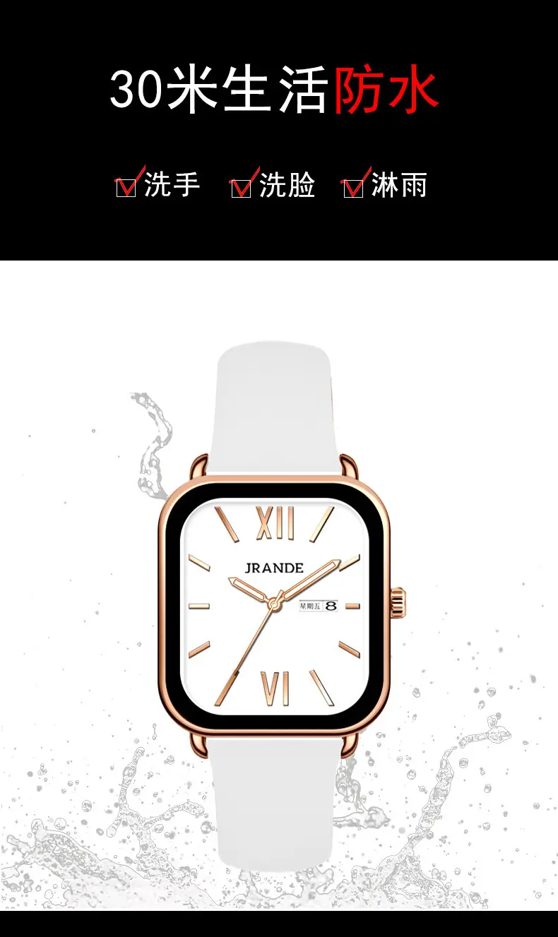 Korean Style Silicone Strap Women's Quartz Watch Black Dial — feature 7