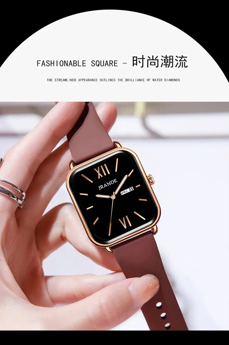 Korean Style Silicone Strap Women's Quartz Watch Black Dial — feature 8