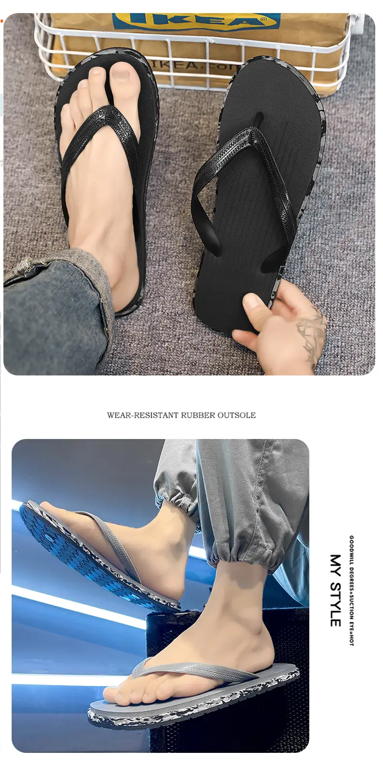 Slippers Men's Outdoor Summer Soft Bottom Non-Slip Deodorant Clip plus size 45 Lightweight Casual Vietnam Beach Flip Flops — feature 13