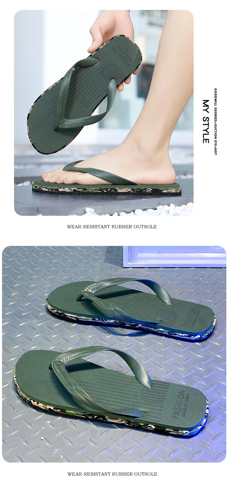 Slippers Men's Outdoor Summer Soft Bottom Non-Slip Deodorant Clip plus size 45 Lightweight Casual Vietnam Beach Flip Flops — feature 16