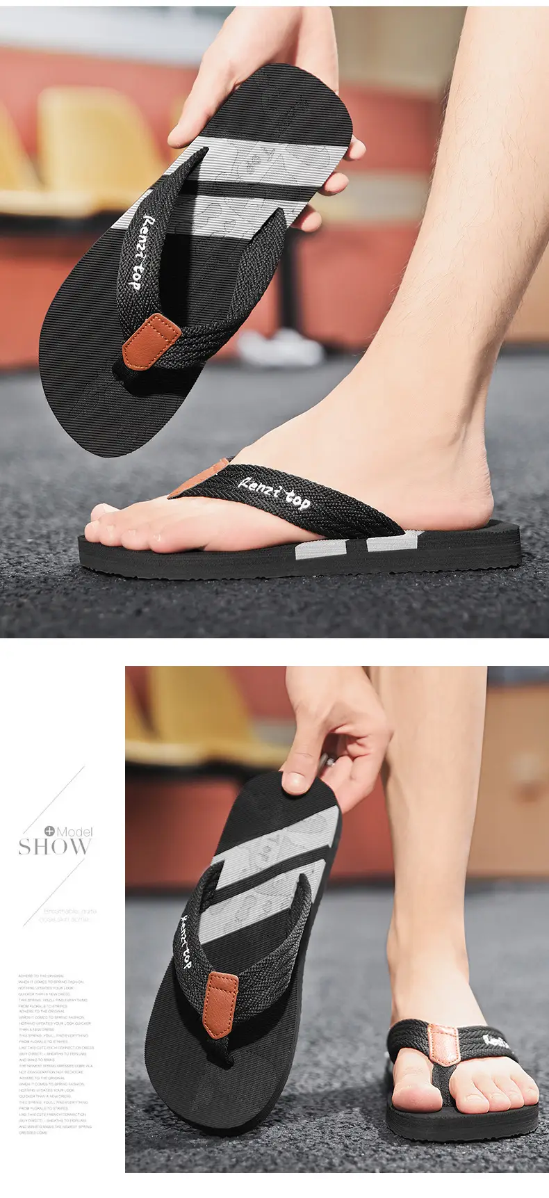 Cross-border Flip-flops Men's Summer Trendy Outer Wear Thick Bottom Sandals Outdoor Non-slip Beach Men's Casual Flip-flops — feature 11