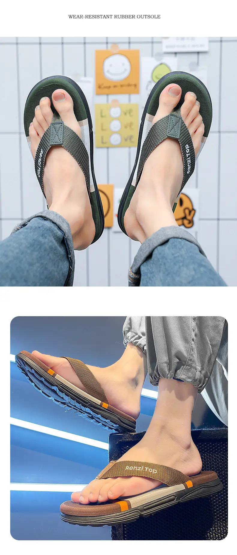 Fashion Trend Flip-Flops Men's Summer Non-slip Outer Wear Flip-flops Cross-border Explosion Wear-resistant Casual Beach Slippers — feature 10