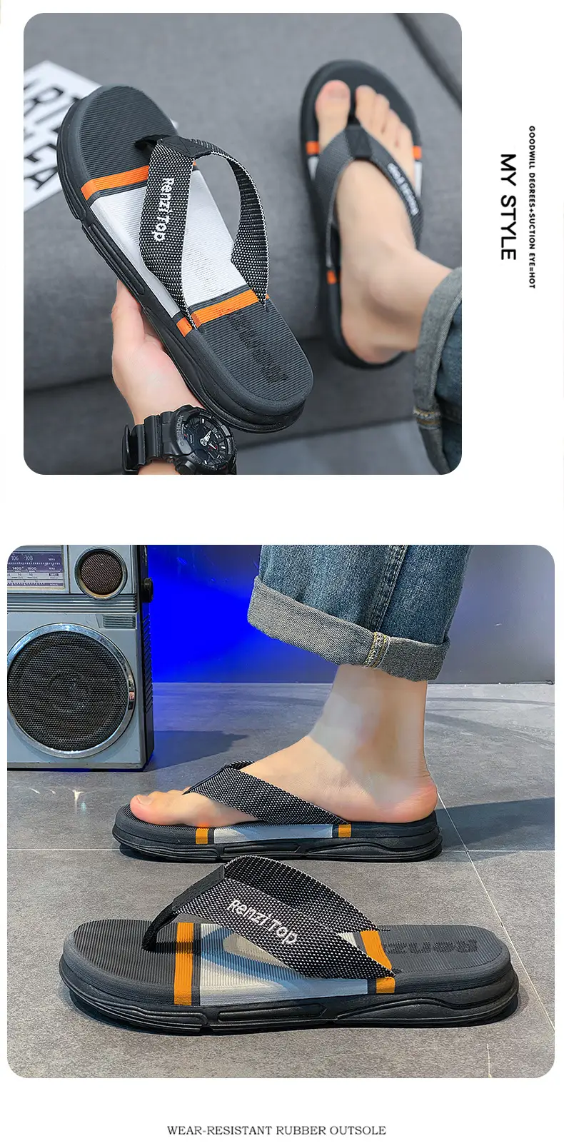 Fashion Trend Flip-Flops Men's Summer Non-slip Outer Wear Flip-flops Cross-border Explosion Wear-resistant Casual Beach Slippers — feature 7