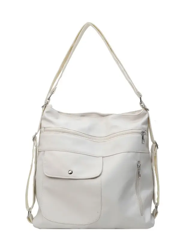Women's Cream Textile Shoulder Bag 2024 Large Capacity - Image 8