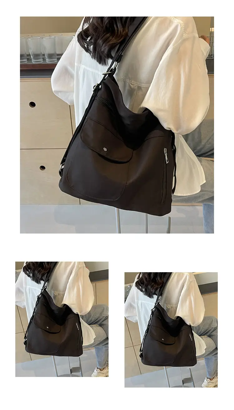 Women's Cream Textile Shoulder Bag 2024 Large Capacity — feature 12