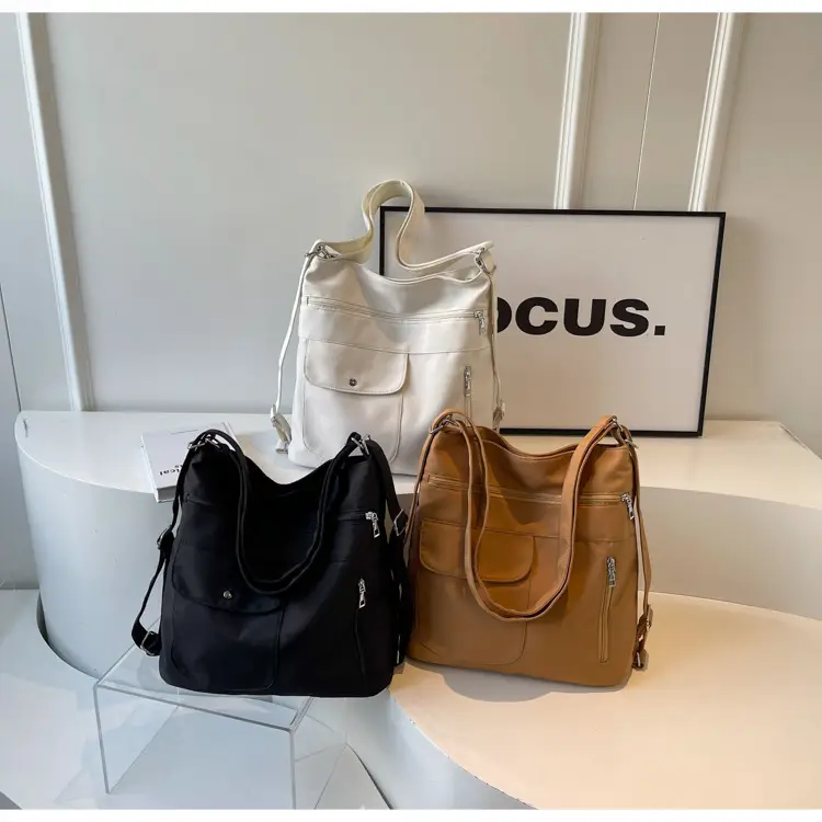Women's Cream Textile Shoulder Bag 2024 Large Capacity — feature 13