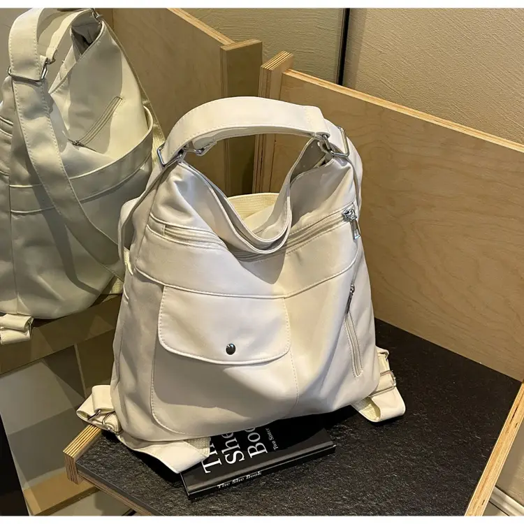 Women's Cream Textile Shoulder Bag 2024 Large Capacity — feature 15