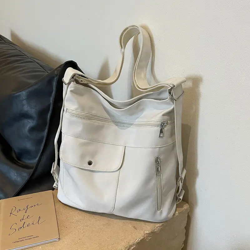 Women's Cream Textile Shoulder Bag 2024 Large Capacity - Image 2