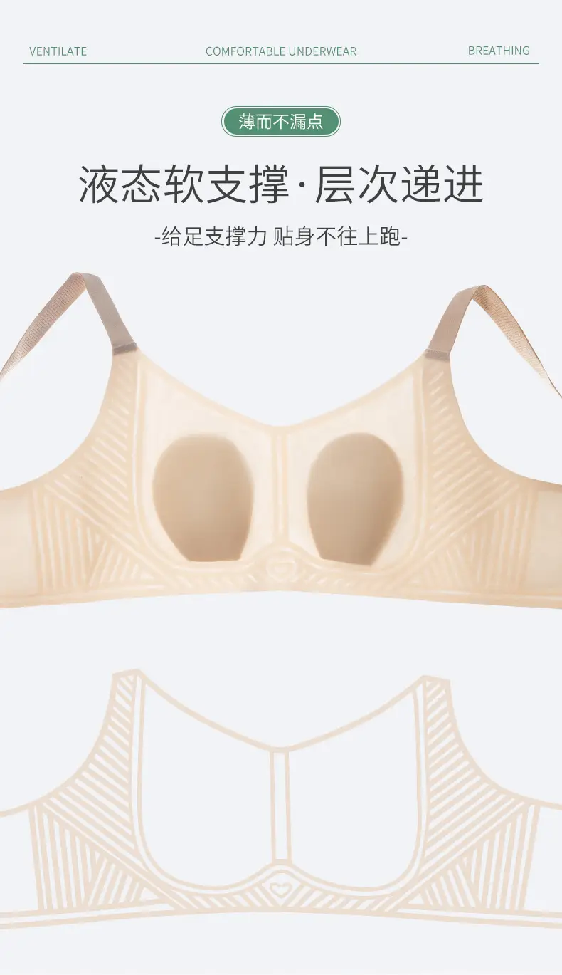 Summer Ultra-thin Rabbit Ears Underwear Women's Large Chest Small Breast Anti-sagging and Cool-feeling Traceless plus size Bra — feature 7