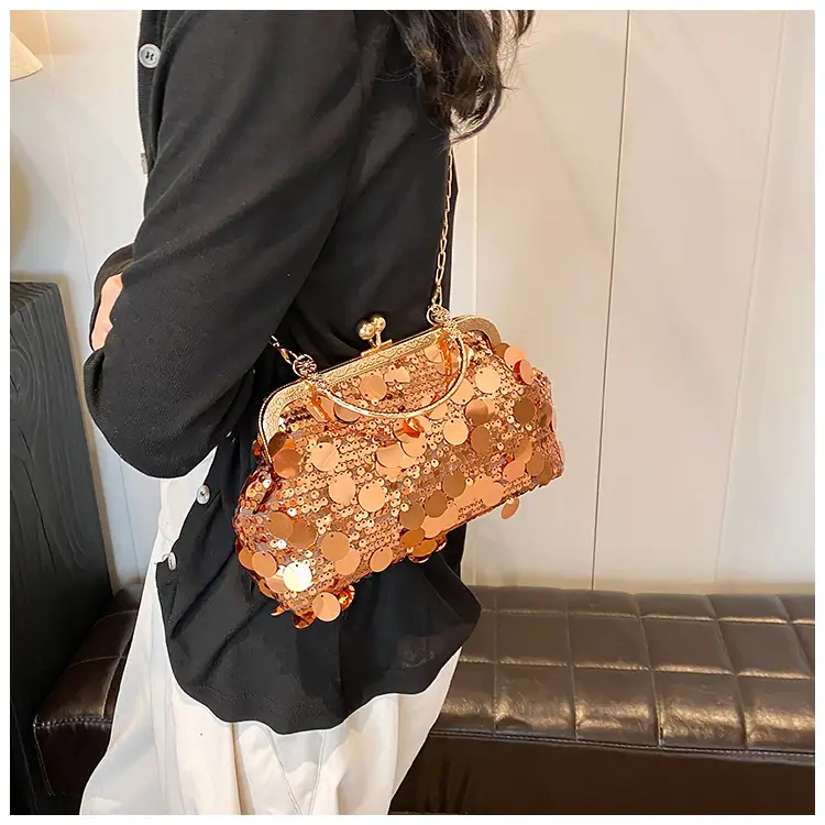 Black Sequin Chain Handbag Women Spring Summer Banquet - Image 8