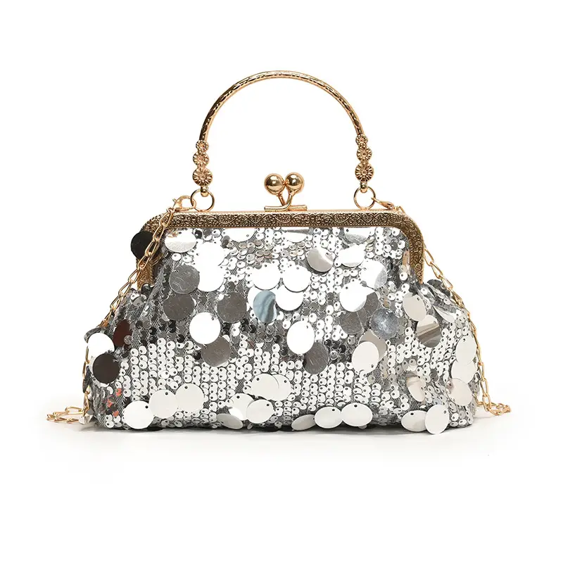 Black Sequin Chain Handbag Women Spring Summer Banquet - Image 4