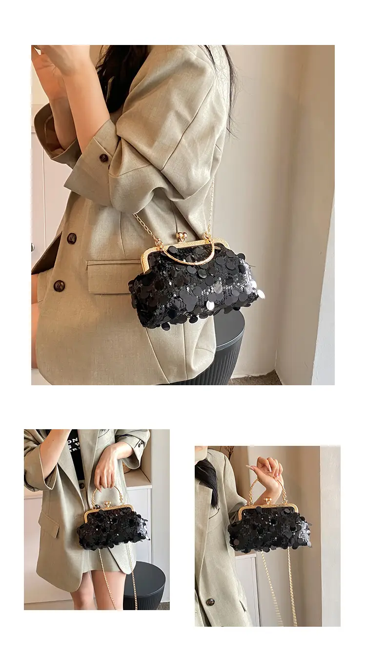 Black Sequin Chain Handbag Women Spring Summer Banquet — feature 21