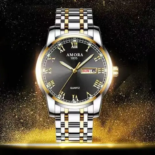 Men's Steel Band Quartz Watch with Weekly Calendar & Luminous Dial - Image 9