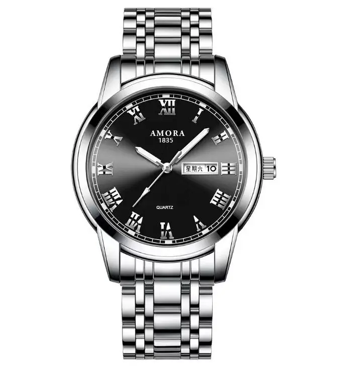 Men's Steel Band Quartz Watch with Weekly Calendar & Luminous Dial — feature 15