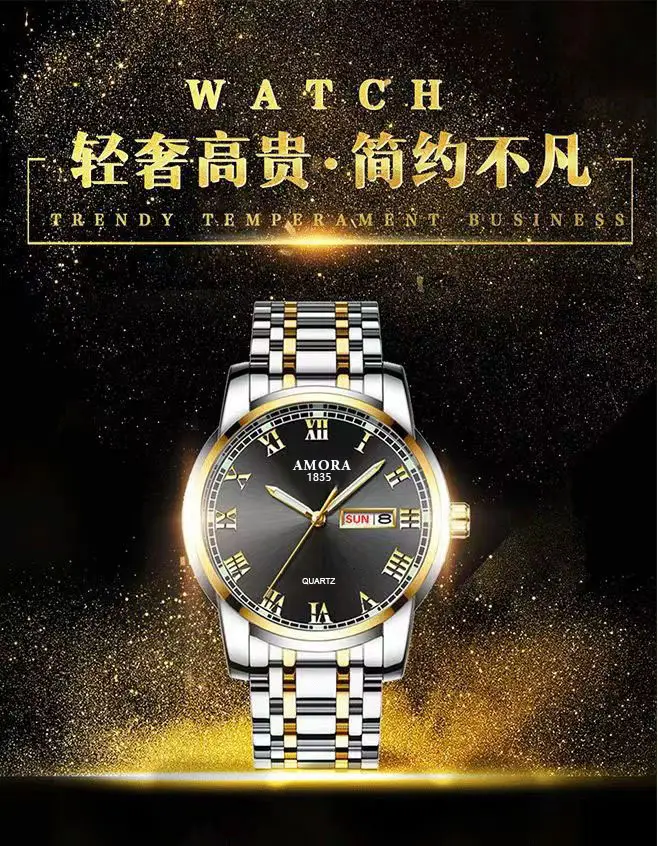 Men's Steel Band Quartz Watch with Weekly Calendar & Luminous Dial — feature 16