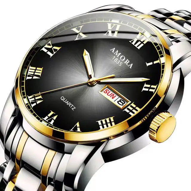 Men's Steel Band Quartz Watch with Weekly Calendar & Luminous Dial - Image 2