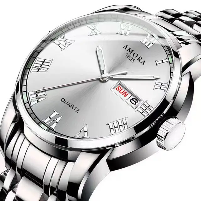 Men's Steel Band Quartz Watch with Weekly Calendar & Luminous Dial - Image 5